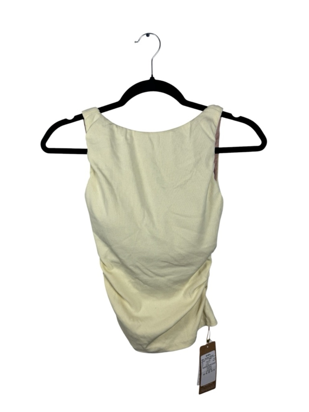 OGL Plantive Butter Cream Soft Yellow Elastic Open Back Bra Tank